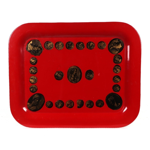 460 - An Italian Piero Fornasetti Milano (Cammei) rectangular tray, circa 1960's / 1970's, 51 by 41cms.