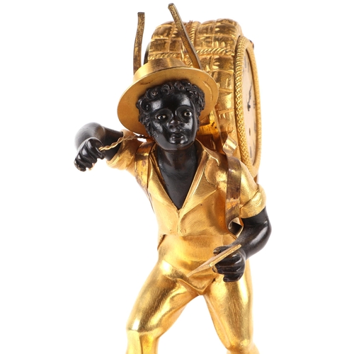 488 - A 19th century French Empire style gilt bronze figural mantle clock in the manner of Alibert, modell... 