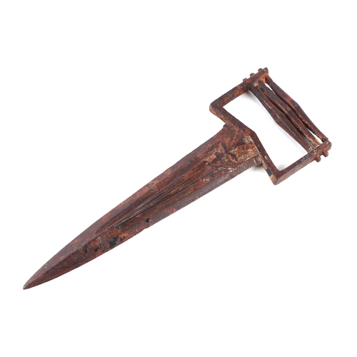 50 - An iron Rajput Mughal Katar dagger, 24cms long.