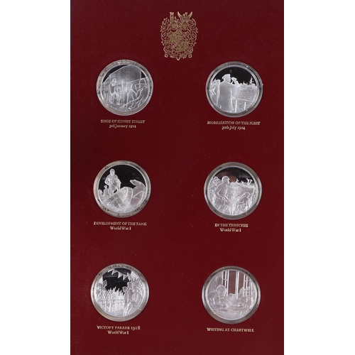 520 - Churchill Centenary medals 1974, a complete set of twenty four silver medals issued by the Churchill... 