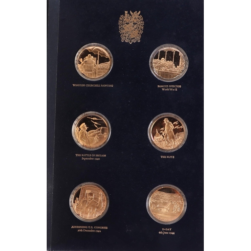 521 - Churchill Centenary medals 1974, a complete set of twenty four silver gilt medals issued by the Chur... 