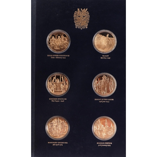 521 - Churchill Centenary medals 1974, a complete set of twenty four silver gilt medals issued by the Chur... 