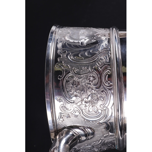 539 - A large heavy 18th century Irish silver twin-handled trophy cup with 'S' scroll handles, repousse fo... 