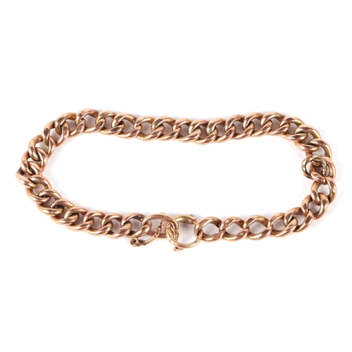 556 - A 9ct rose gold bracelet (a/f), 5.6g; together with a 14ct gold maple leaf pendant (2.1g) on a fine ... 