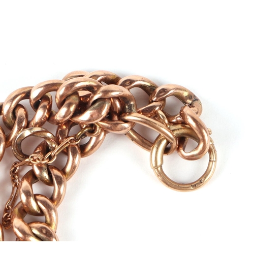 556 - A 9ct rose gold bracelet (a/f), 5.6g; together with a 14ct gold maple leaf pendant (2.1g) on a fine ... 