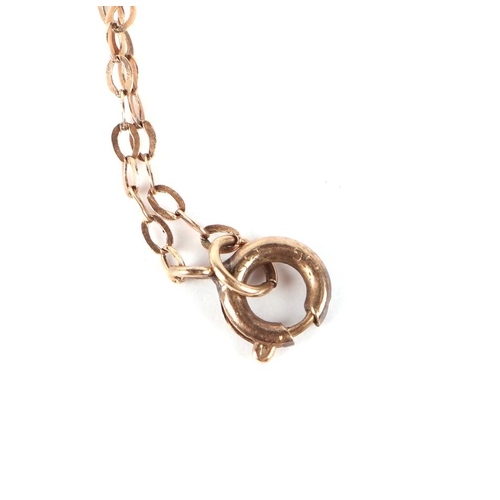 556 - A 9ct rose gold bracelet (a/f), 5.6g; together with a 14ct gold maple leaf pendant (2.1g) on a fine ... 