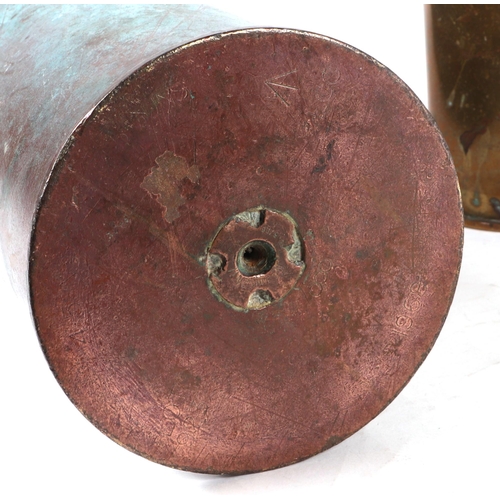 57 - Four large brass shell cases, the largest 64cms high (4).