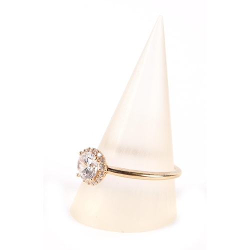 608 - A 9ct gold white stone cluster ring, approx UK size R, 2.3g.