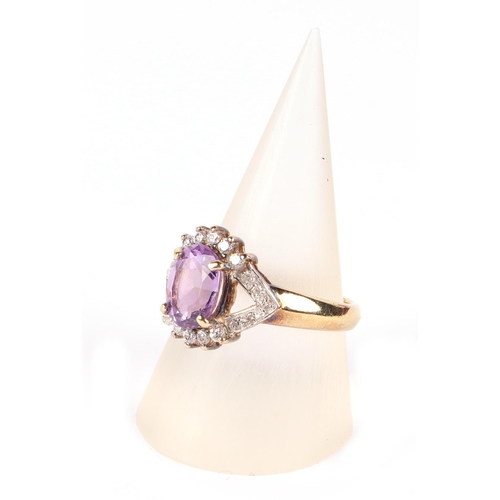 625 - A Brooks & Bentley amethyst and white stone ring, approx UK size O, boxed; together with a matching ... 