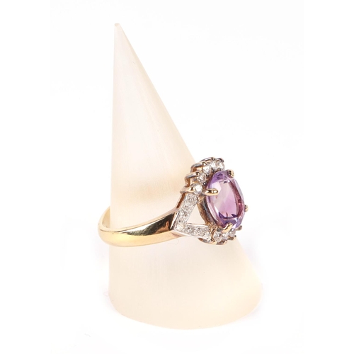 625 - A Brooks & Bentley amethyst and white stone ring, approx UK size O, boxed; together with a matching ... 