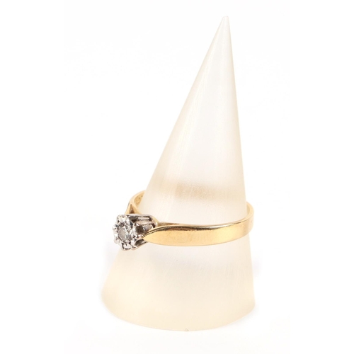 633 - An 18ct gold diamond solitaire ring, approx UK size 'O', 2.9g.