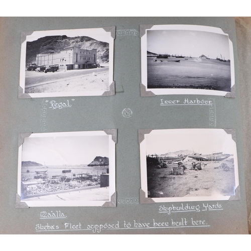 69 - A WWII military Campaign photograph album with written annotation 'Tour of Aden' (1942), containing ... 