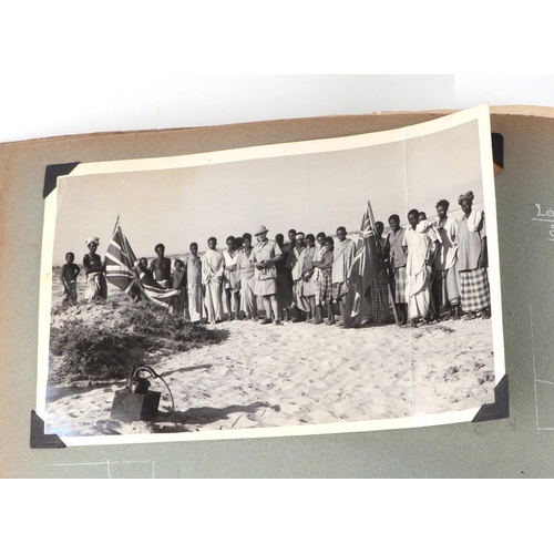 69 - A WWII military Campaign photograph album with written annotation 'Tour of Aden' (1942), containing ... 