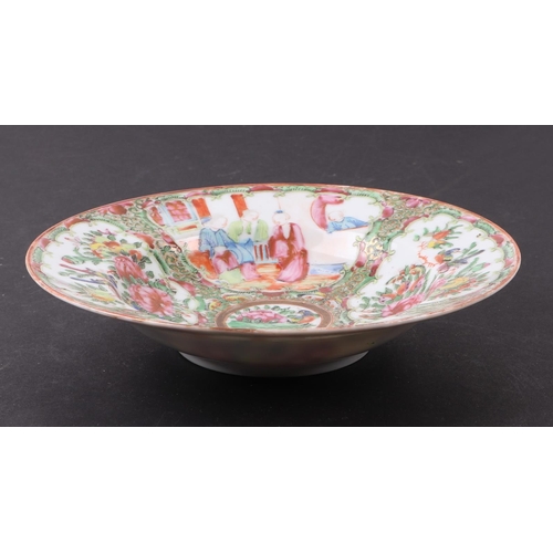 715 - A Chinese famille rose shallow bowl decorated with figures and foliage, 18cms diameter; together wit... 