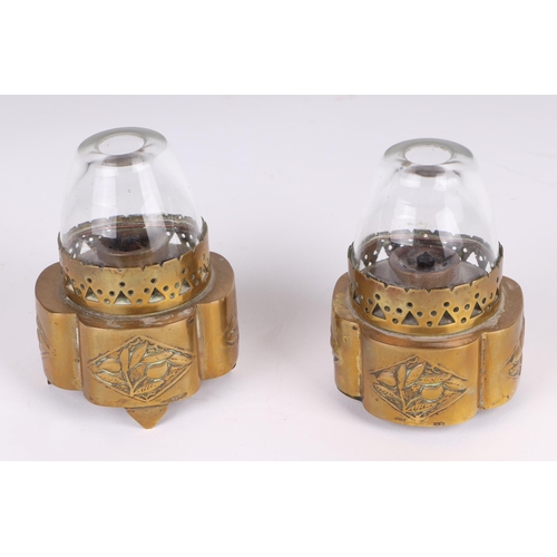 719 - Two Chinese brass opium lamps, 10cm high (2).