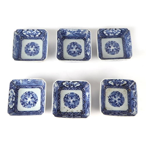 724 - A quantity of Japanese blue & white dishes of various forms decorated with landscapes, the largest 1... 