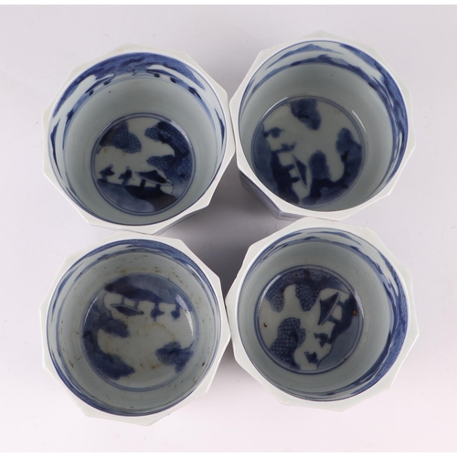 724 - A quantity of Japanese blue & white dishes of various forms decorated with landscapes, the largest 1... 