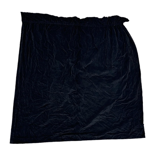 77 - A pair of black velvet interlined curtains, approx 120 width by 210cms depth (2).