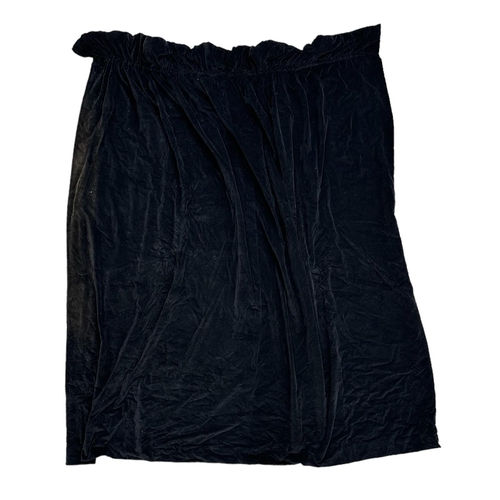 77 - A pair of black velvet interlined curtains, approx 120 width by 210cms depth (2).