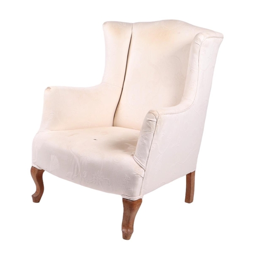 847 - A pair of George III style wingback upholstered armchairs on cabriole front legs (2).