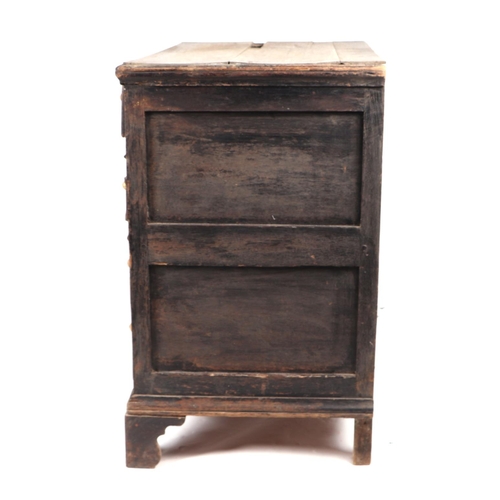 855 - A 19th century oak chest in the 17th century taste with moulded front drawers, on bracket feet, 78cm... 