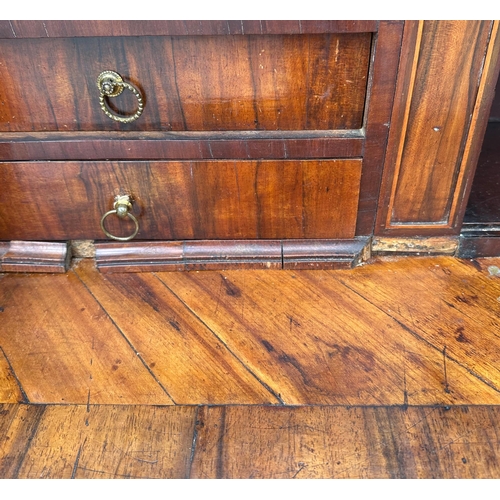 861 - A 19th century continental (possibly Dutch) walnut cylinder desk with pierced three-quarter gallery ... 