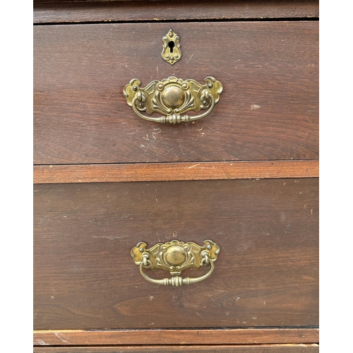 863 - A late Victorian mahogany chest of two short and three long drawers, on bracket feet, 95cms wide.