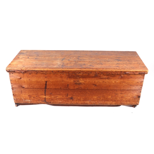 865 - A Victorian pine blanket box with tongue & groove three-plank top, 138cms wide.