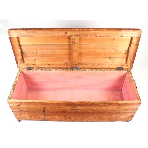 865 - A Victorian pine blanket box with tongue & groove three-plank top, 138cms wide.