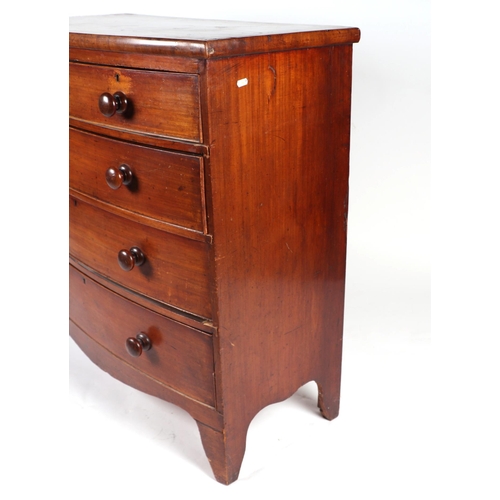 890 - A 19th century mahogany bowfronted chest of two short and three graduated long drawers, 102cms wide.