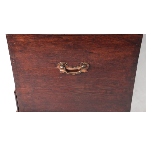 894 - A late 18th / early 19th century oak mule chest with two drawers, on bracket feet, 125cms wide.