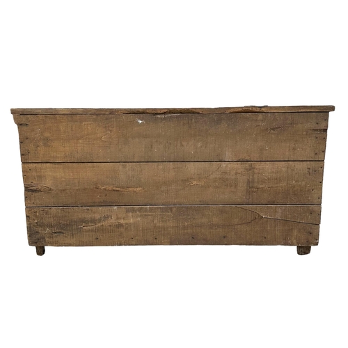 904 - A very large country house oak log bin with steel strapwork hinges, 160cms wide, 68cms depth and 80c... 