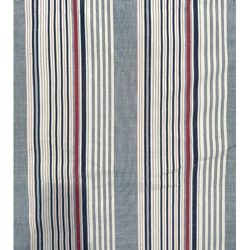 92 - A pair of lined striped curtains, each approx 120cms wide by 220cms drop (2).