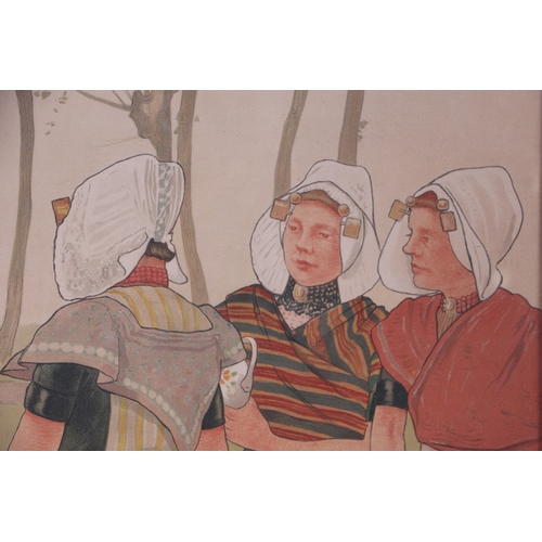 191 - After Henri Cassiers - A set of three lithograph prints depicting Dutch Peasants, each 38 by 98cms, ... 