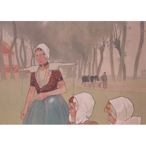 191 - After Henri Cassiers - A set of three lithograph prints depicting Dutch Peasants, each 38 by 98cms, ... 