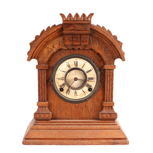 479 - An Edwardian inlaid mahogany grandmother clock, 134cms high; together with a French walnut cased Art... 