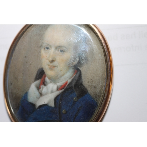 463 - John Bogle (British 1746-1803) - a 19th century oval portrait miniature on ivory depicting a gentlem... 