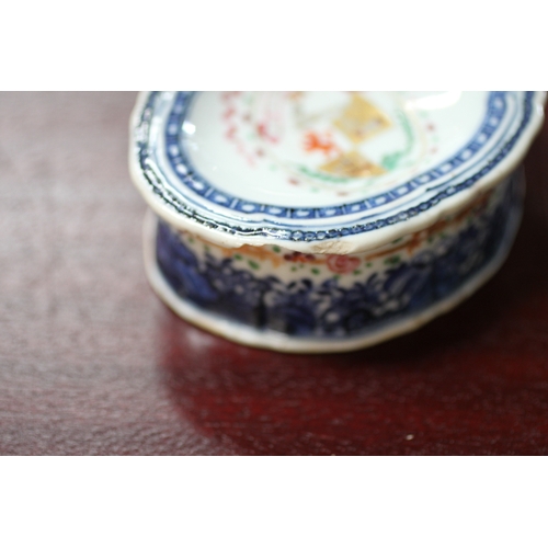 727 - Three 18th century Chinese porcelain salts, one decorated with an armorial, a Canton famille rose ex... 