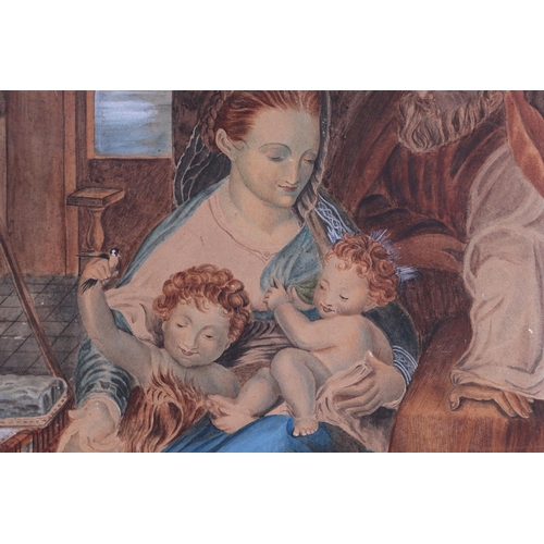 108 - After Federico Barocci - The Holy Family with the Infant Baptist - watercolour, unframed, 21 by 26cm... 