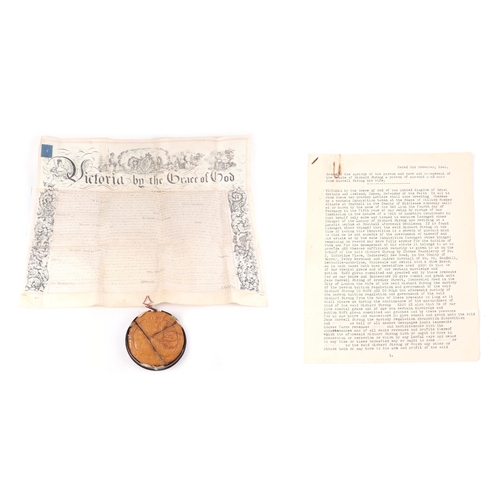 12 - A Victorian Grant of Custody with Queen Victoria wax seal dated 2nd November 1842.