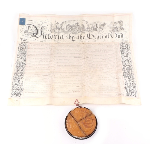 12 - A Victorian Grant of Custody with Queen Victoria wax seal dated 2nd November 1842.