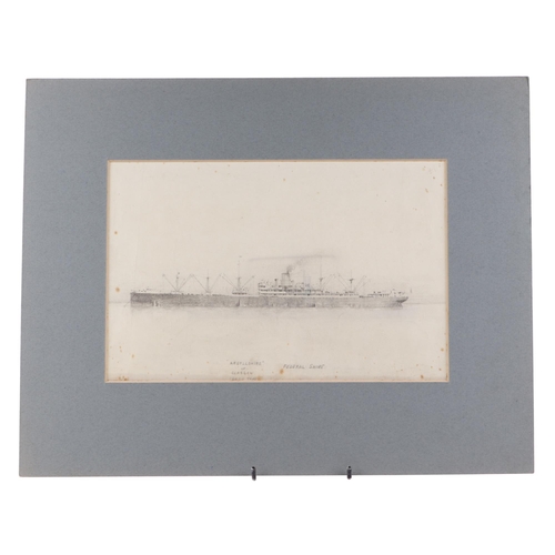 120 - Nautical interest:  John Brown - nautical pencil sketches of various ships including T.S.S. Rotorua,... 