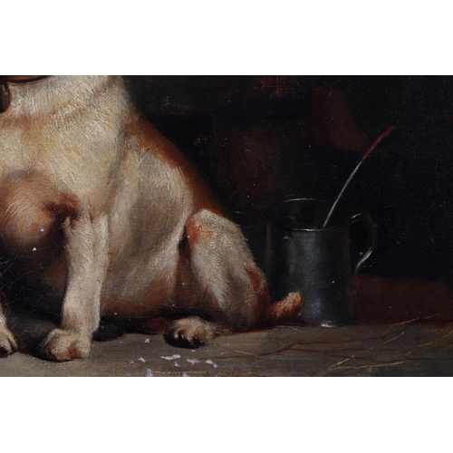 127 - A M Lee (19th century British) - Portrait of a dog Sitting on its Haunches Wearing a Brass Collar in... 