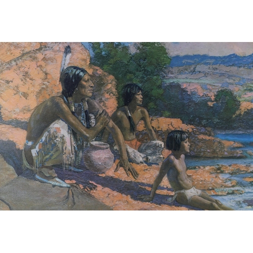 131 - After Roger Wesley Amick (1879-1969) - a pair of coloured prints depicting Native Americans, one tit... 