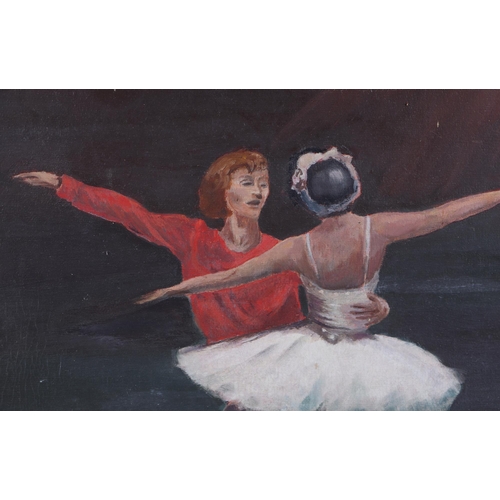 139 - Leo Macey (modern British) - Ballet Dancers - oil on board, initialled 'LFM' lower left, 39 by 50cms... 