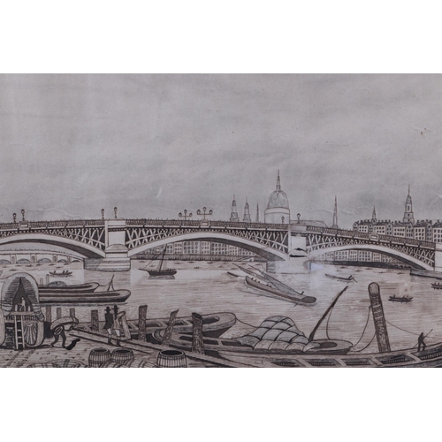 149 - Early 19th century English school - Southwark bridge London 1827 - sepia watercolour drawing, 44 by ... 