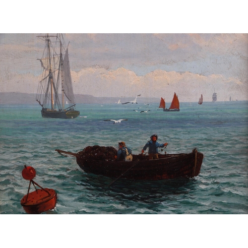 160 - Francis Polls (late 19th century British) - Fishing Boats at Rye - oil on board, signed & dated to v... 