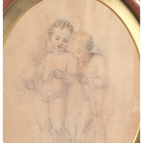 162 - English school (possibly 18th century Old Master Drawing) - a pencil and chalk sketch depicting two ... 