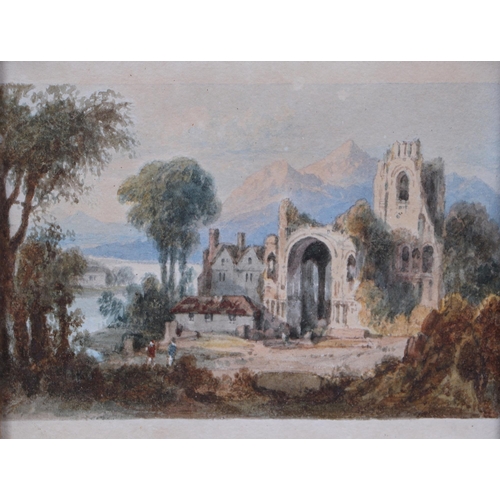 164 - 19th century Scottish school - a pair of rural scenes with ruined buildings, rocks and mountains in ... 