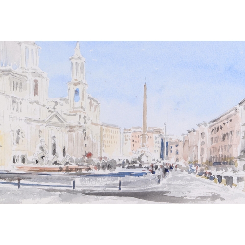 188 - Edward Bestow (20th century British) - Piazza Navona - signed lower right, watercolour, framed & gla... 